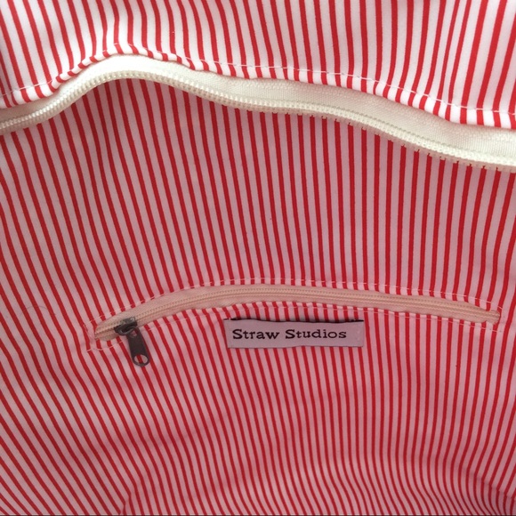 Straw Studios Red Nautical Summer Tote Bag - NWOT - Picture 6 of 8
